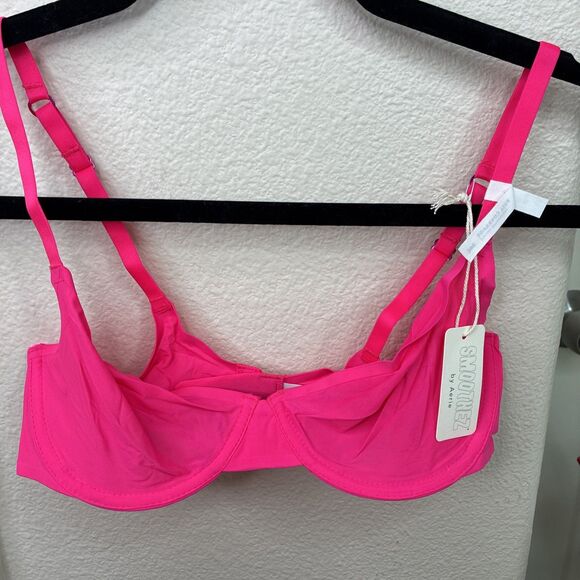Smoothez by Aerie Bra Beige Full Coverage Unlined Underwire 34C Pink New - Picture 1 of 8